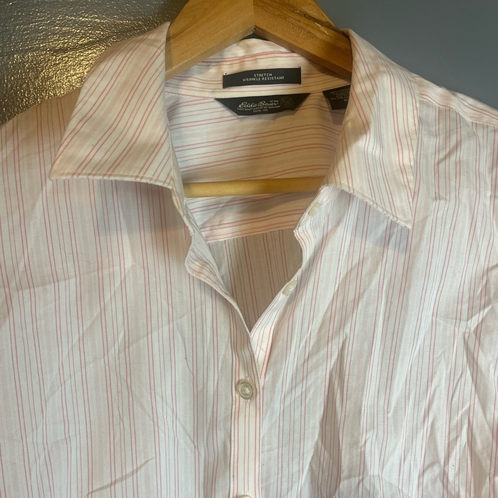 Eddie Bauer Women’s XL Button Down Shirt Bundle Light Green and Pink Stretch - Picture 9 of 10
